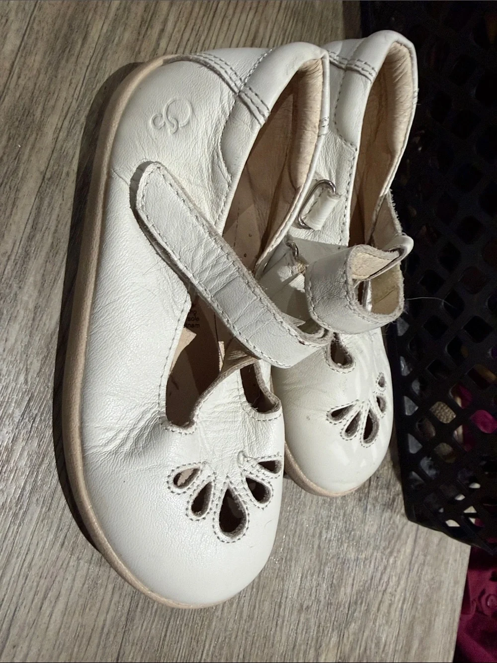Old Soles Cream Leather Mary Jane Shoes with Cutout Detail